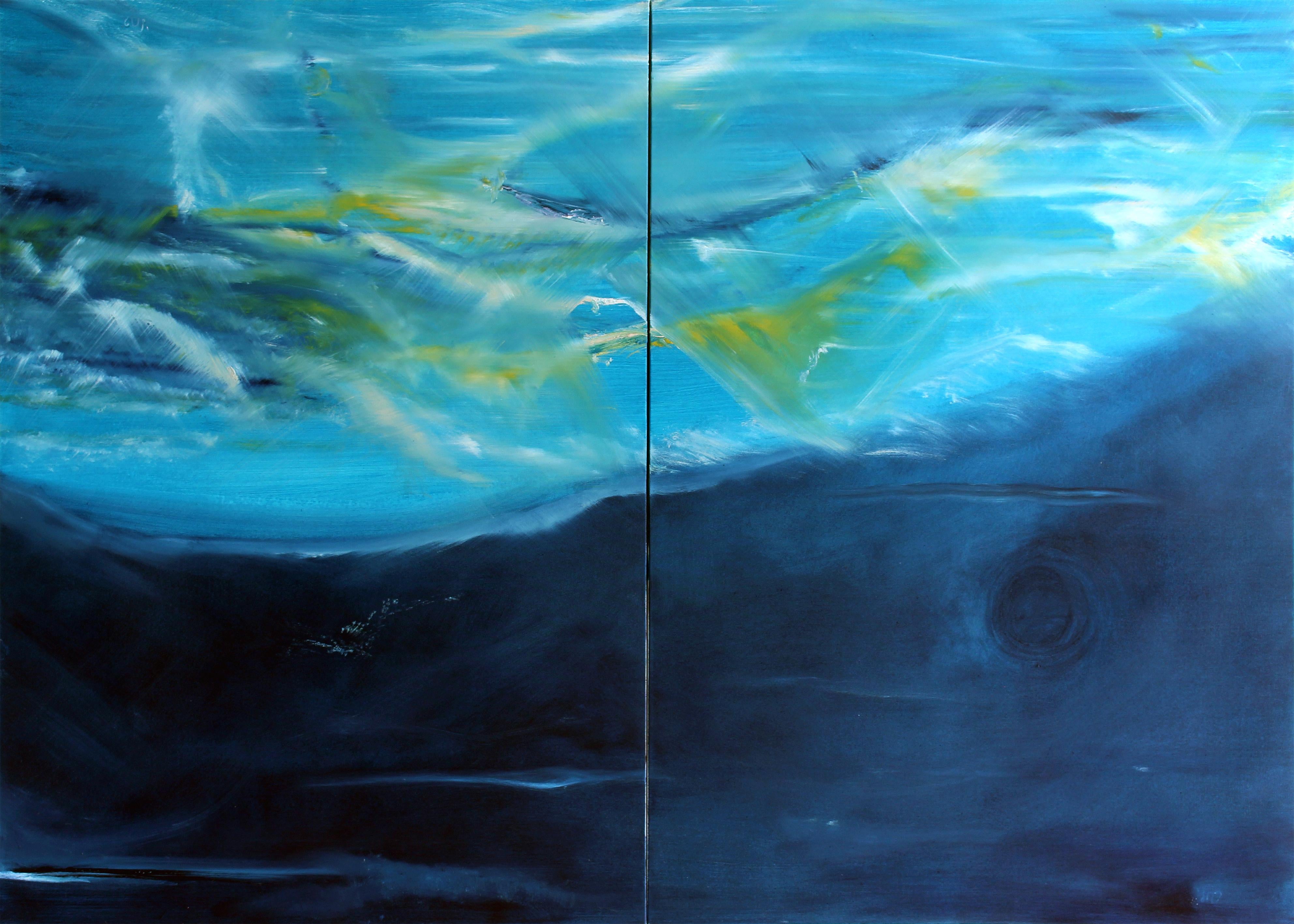 Raquel Sanchez, Tranquility (diptych) oil on canvas   140x 200 cm 55 x 79 in