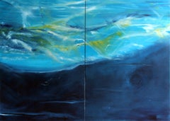 Raquel Sanchez, Tranquility (Diptychon), Öl auf Leinwand   140 x 200 cm 55 x 79 Zoll