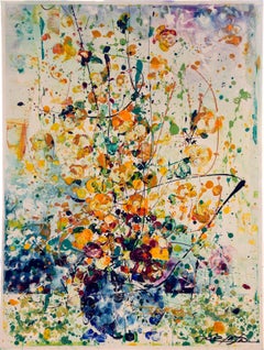 Binyamin Basteker, The sounds of flowers (Jerusalem flower series) oil on canvas
