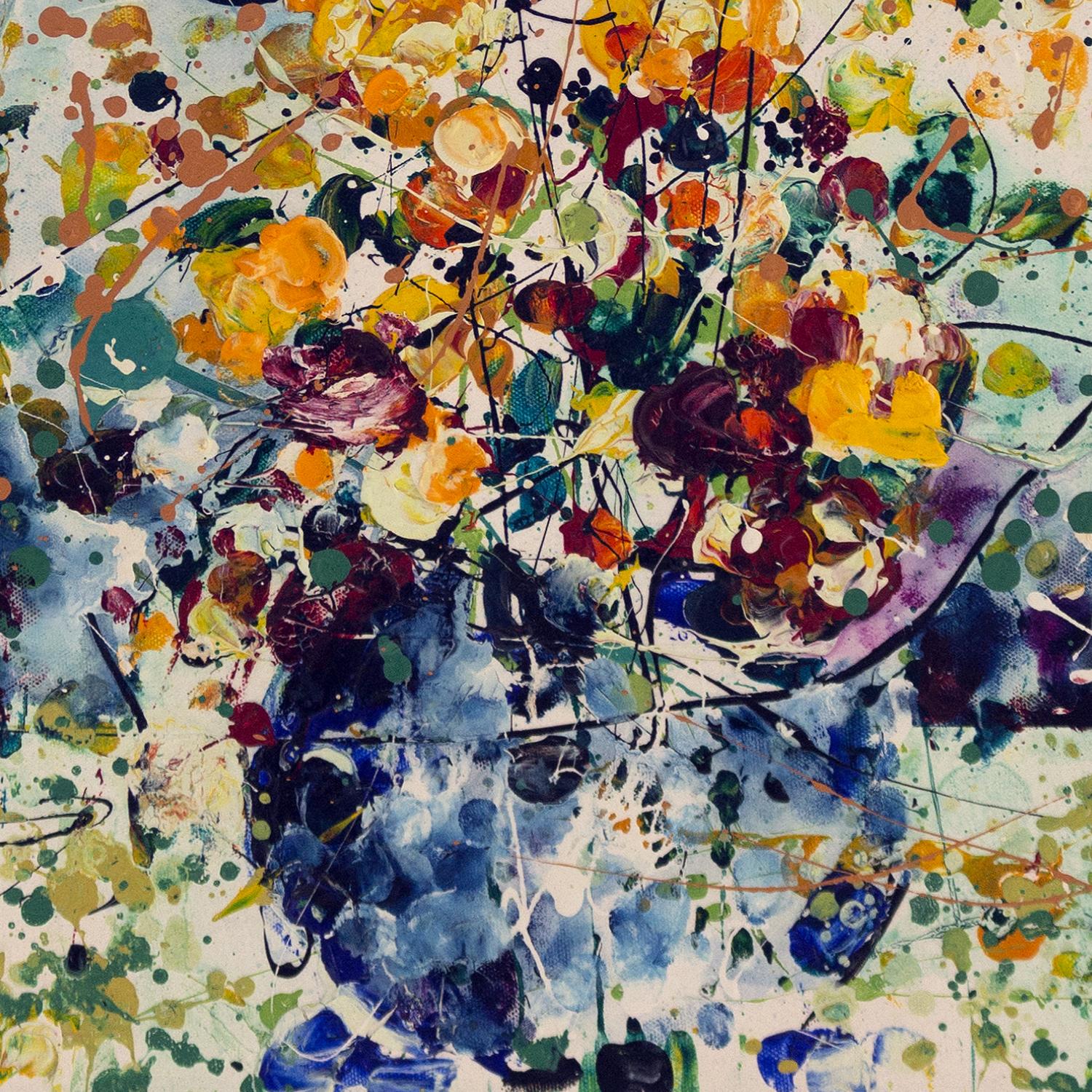 Binyamin Basteker, „The sounds of flowers“ (Blumenserie aus Jerusalem), Öl auf Leinwand im Angebot 2