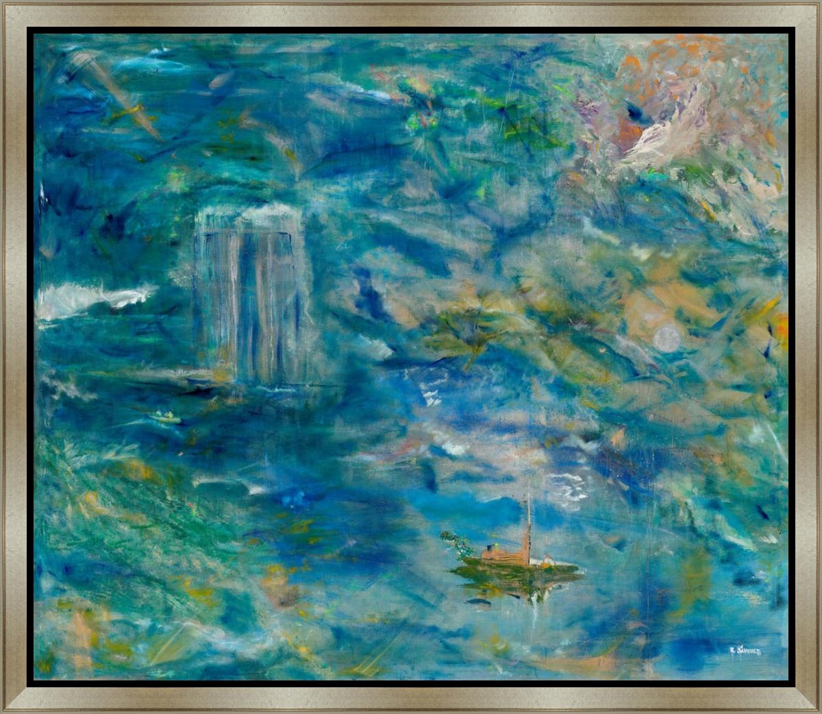 Omnipresence , 2018-21  Öl auf Leinwand, Öl   170 x 204 cm 67 x 80 Zoll – Painting von Raquel Sanchez