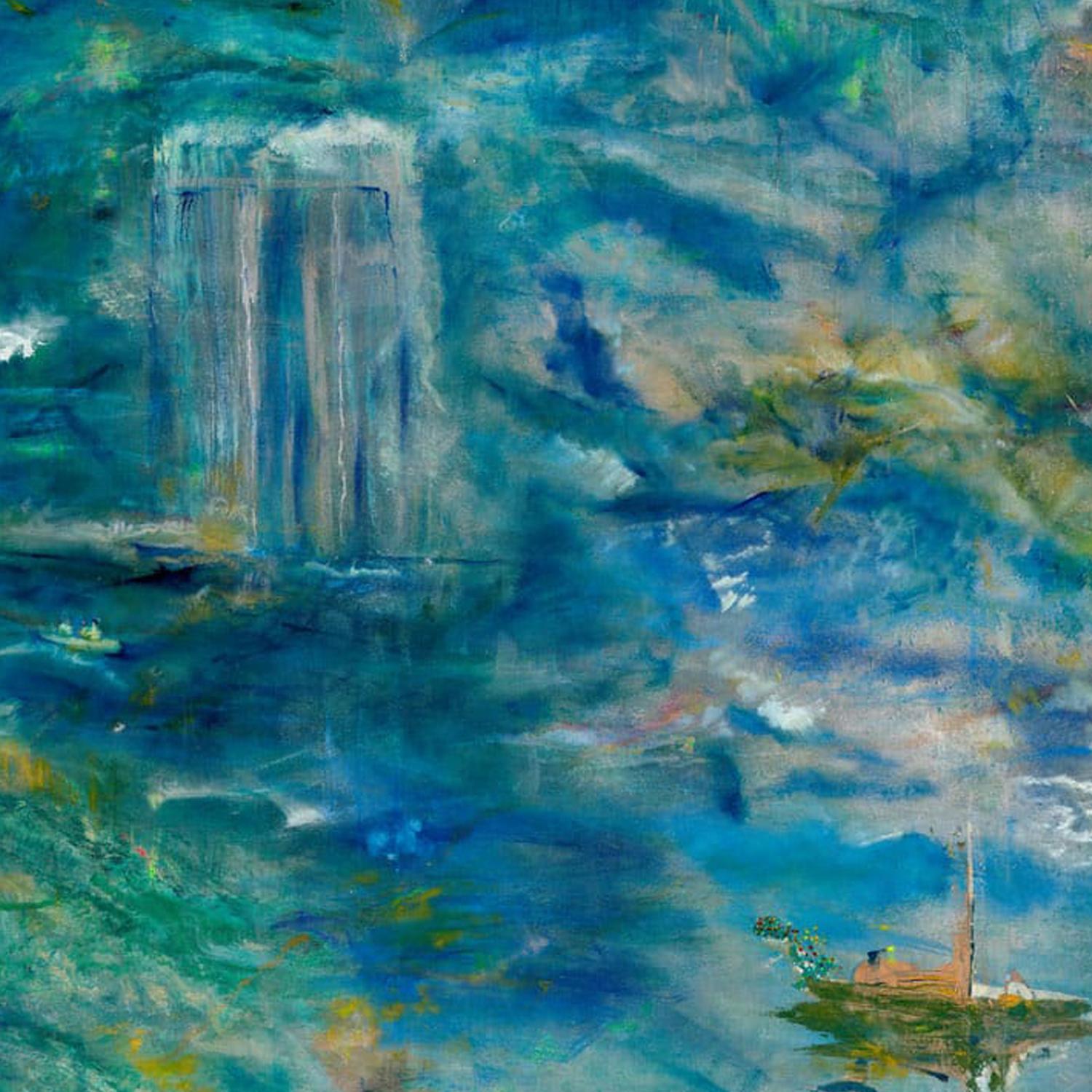 Omnipresence , 2018-21  Öl auf Leinwand, Öl   170 x 204 cm 67 x 80 Zoll (Blau), Abstract Painting, von Raquel Sanchez