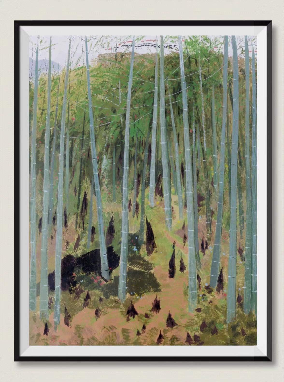 Bamboo Grove - Contemporary Print by Wu Guanzhong