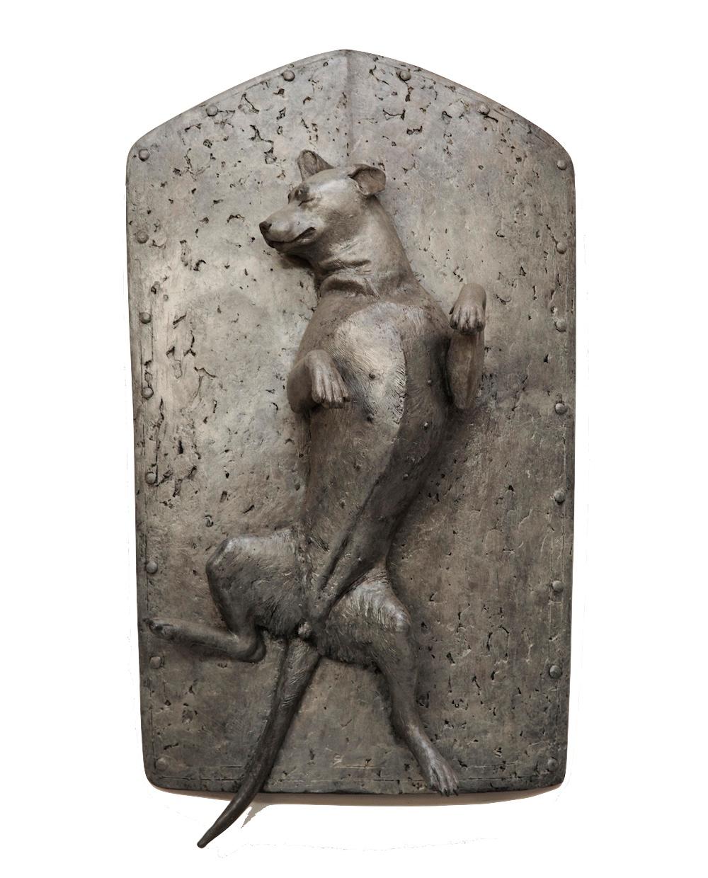 Sculpture: The Dog Series - My Companion no.4 - Gold Still-Life Sculpture by Li Shengzeng