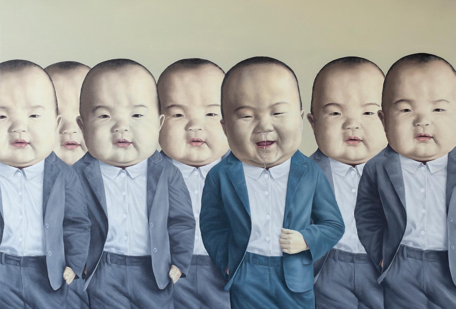 Boys in a Suit - Painting by Chen Yu