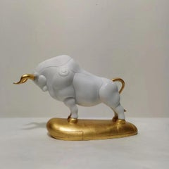 The White Marble & Gold Color Bull - Year of OX Prosperity