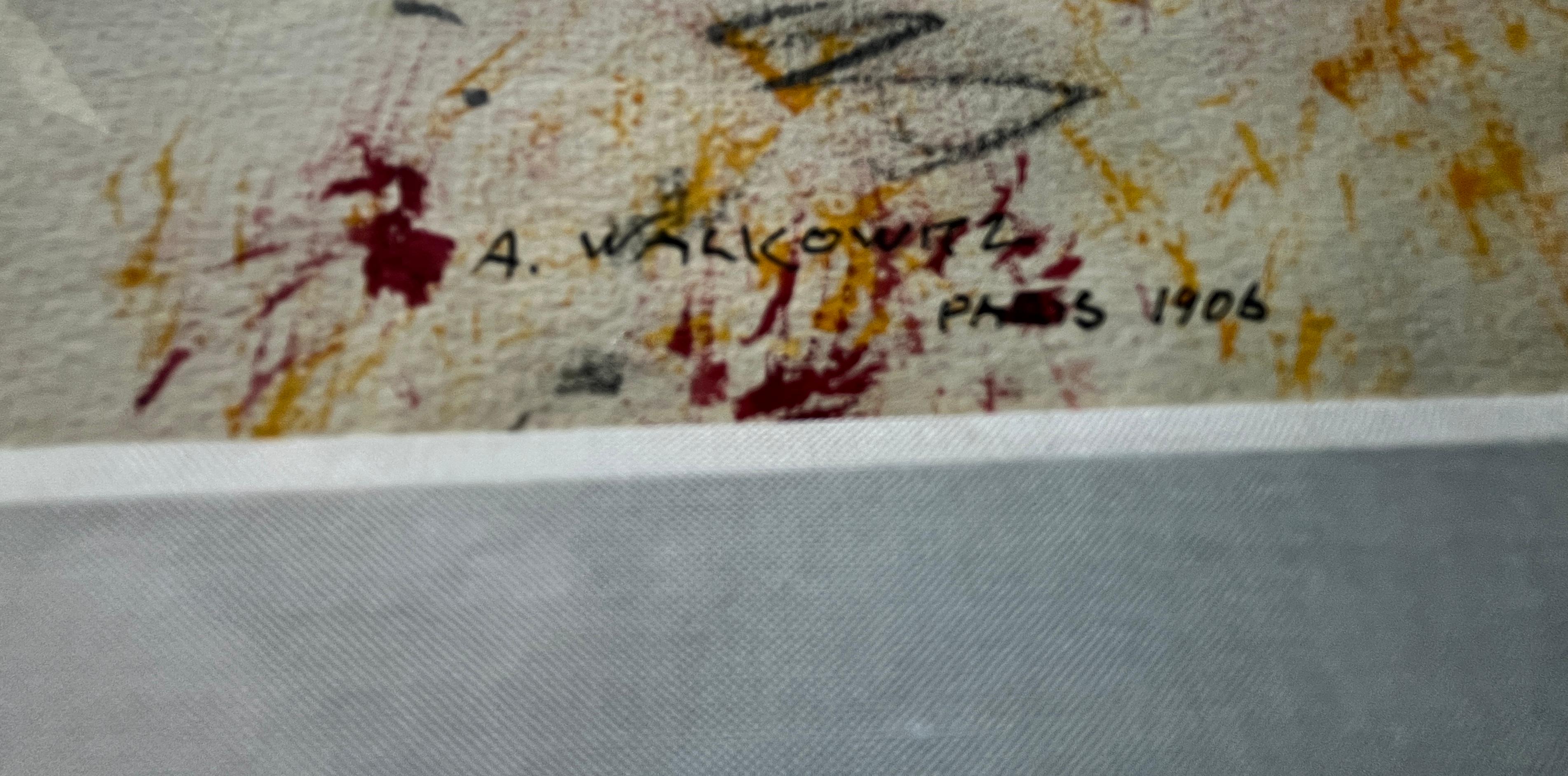 Watercolor on cream laid paper.  Signed by the artist, inscribed 