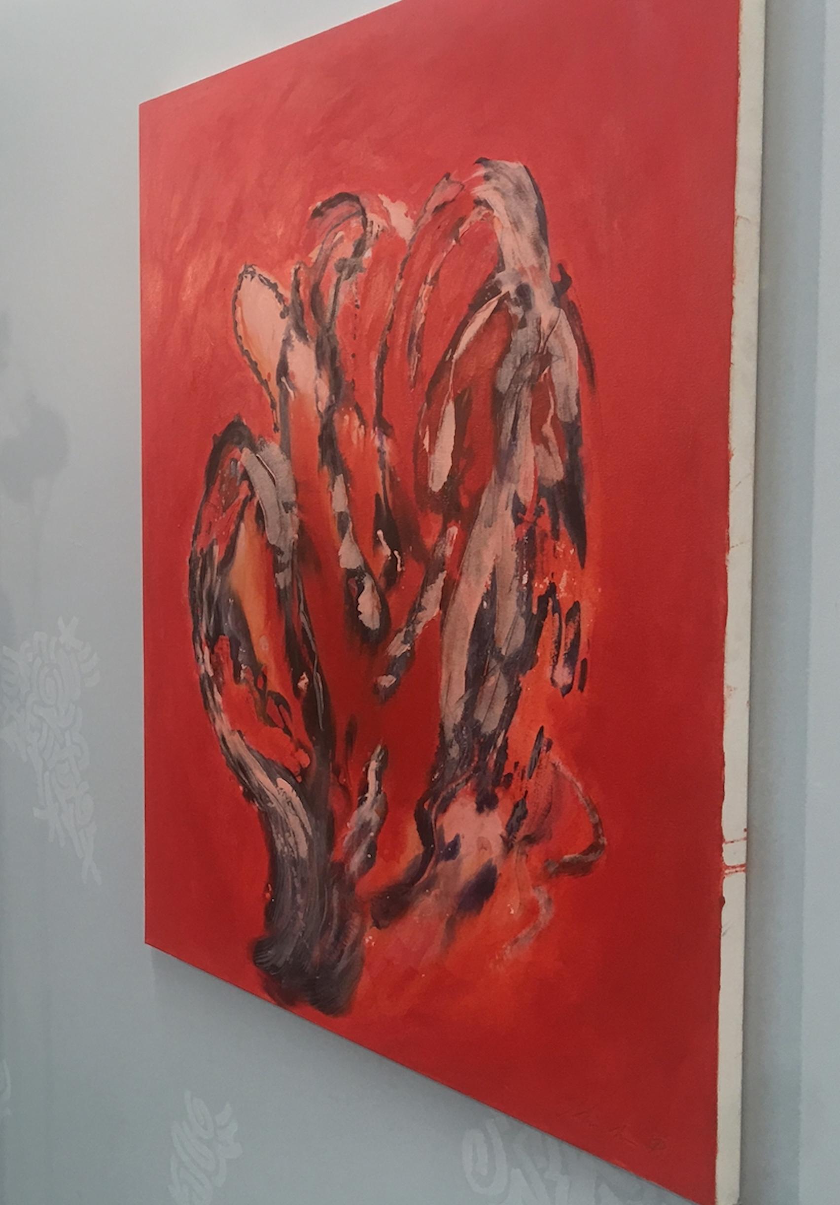 Red Is For Love - Painting by Kirsten Poulsen 