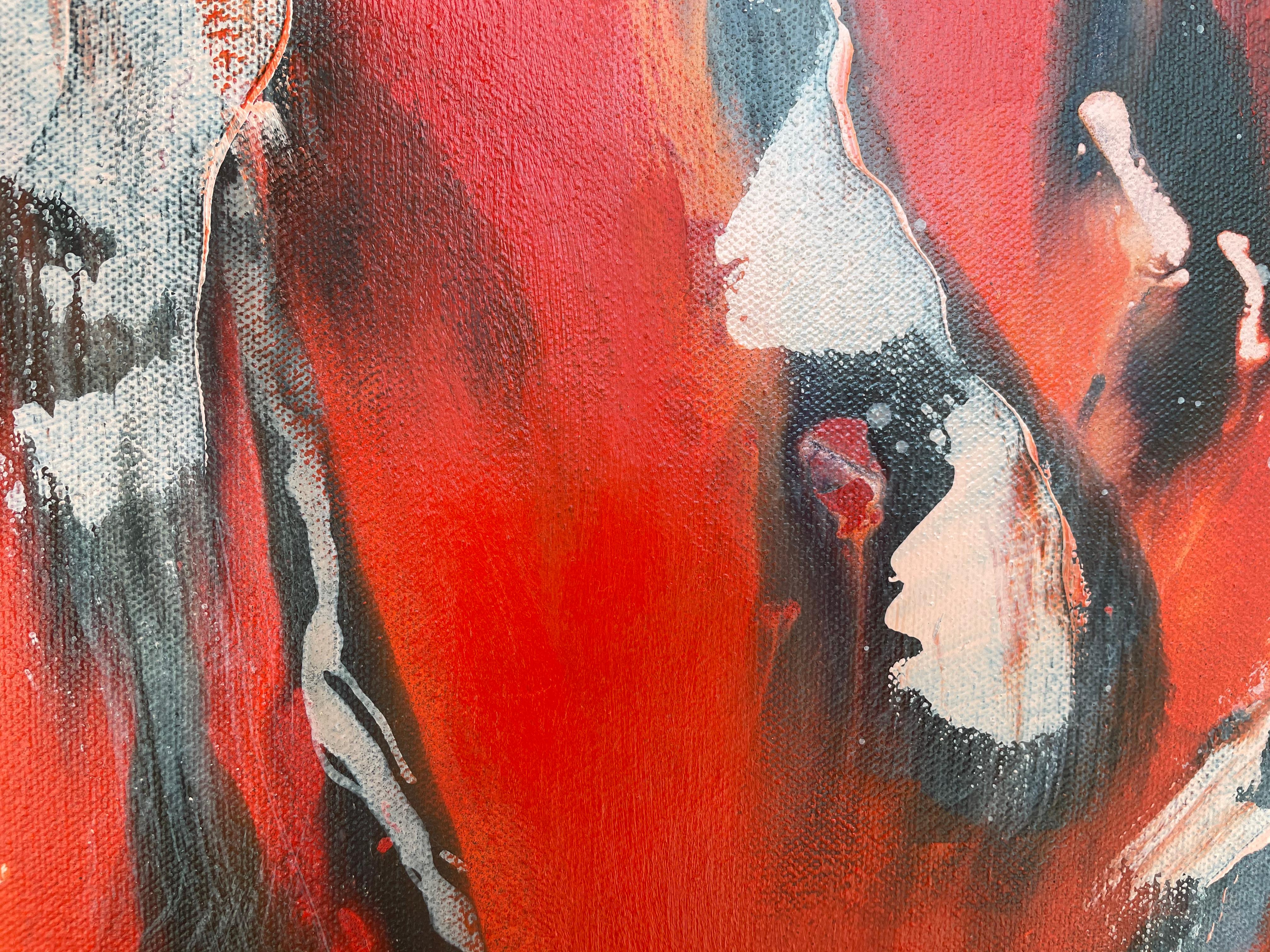 Red Is For Love - Abstract Expressionist Painting by Kirsten Poulsen 