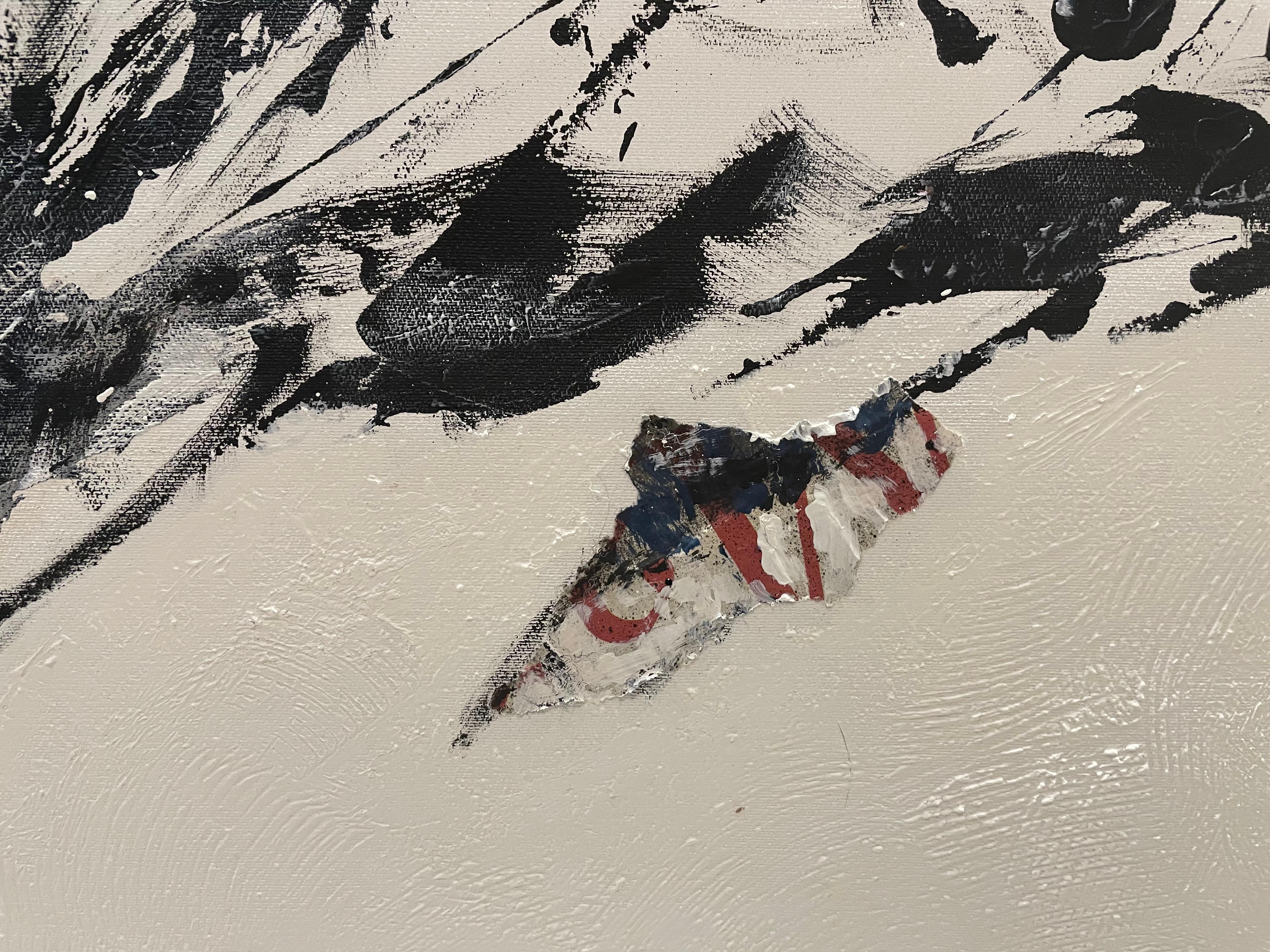 Wine Bottling - Gray Figurative Painting by Kirsten Poulsen 