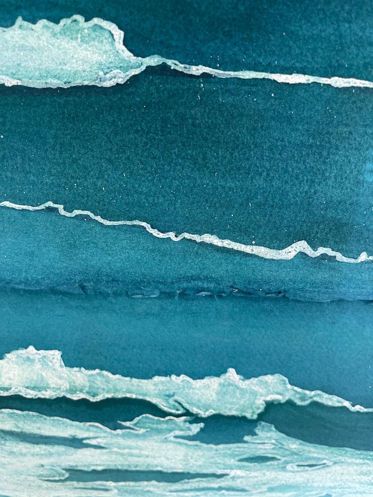 Waves 7A - Blue Landscape Art by Linda Brosterman