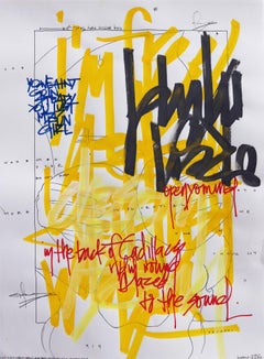 Goin' Steady- Bold Yellow Graphic Text Marker, Pen & Pencil on Paper