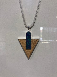 "Secret Garden, " pendant necklace in sterling with 24ct gold azurite-malachite