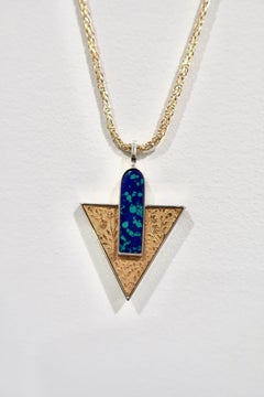 "Secret Garden, " pendant necklace in sterling with 24ct gold azurite-malachite