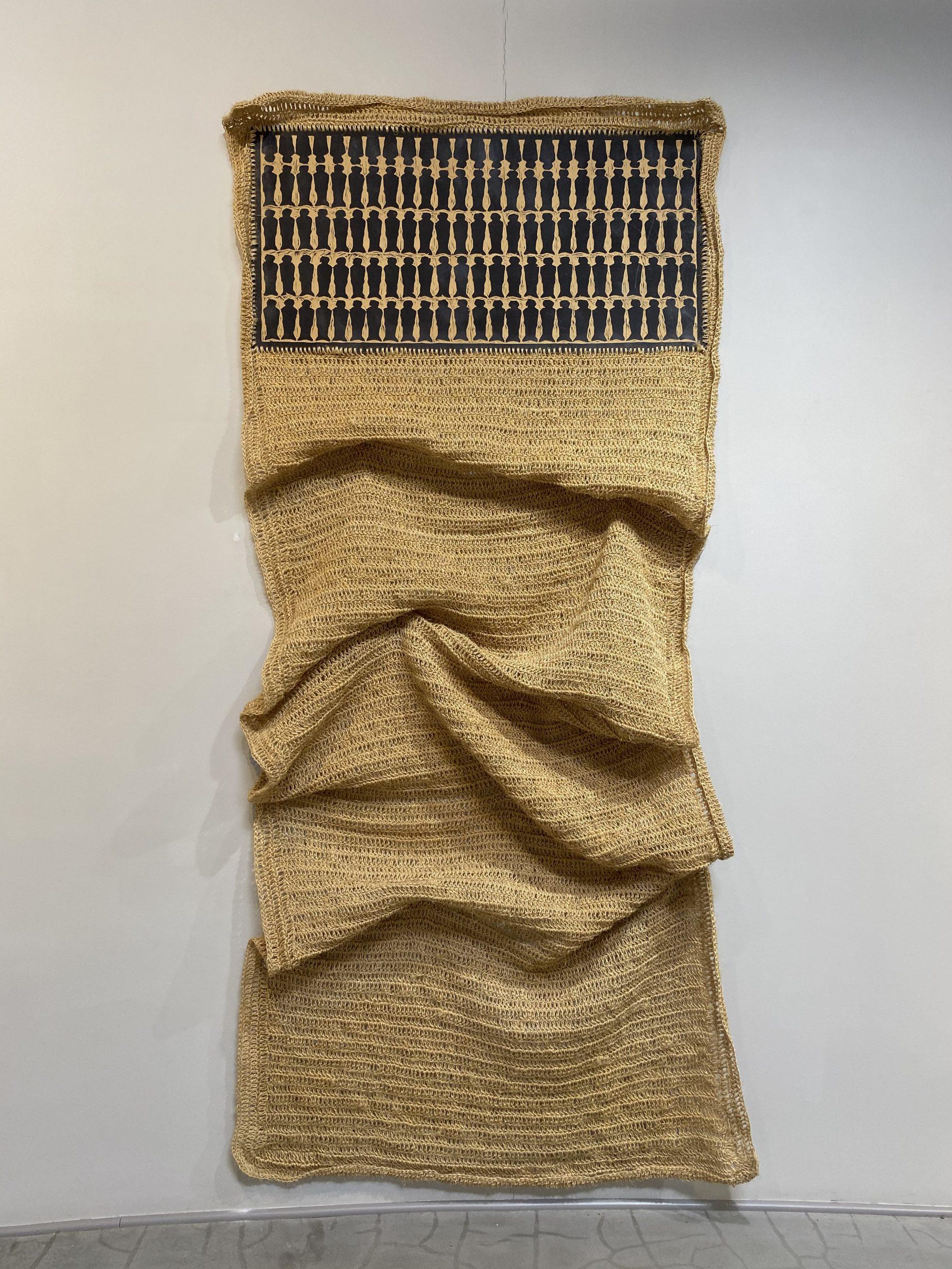 Tradition - Hand Crocheted Wood, Twine, and Ink Wall Hanging - Sculpture by Stephen Hayes