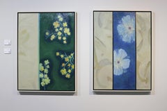 excerpt315 - Floral, Lettered Abstract Oil and Cold Wax on Canvas