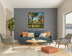 Garden in Rome- Representational, Light-Driven Landscape Painting, Oil on Linen