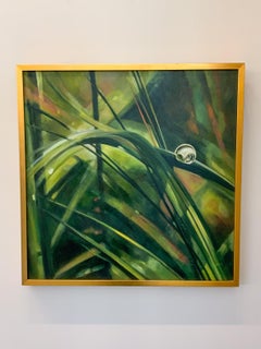 Pasture After Rain- Zoom View Nature Still Life Painting, Oil on Canvas in Frame