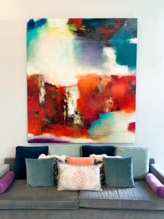 Apparition of Emotions- Abstract Red & Primary Toned Glossed Oil on Canvas