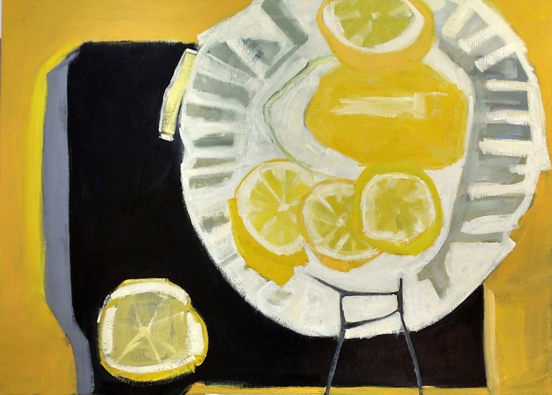 Big Lemon - Vibrant Contemporary Still Life, Oil Painting on Canvas in Frame
