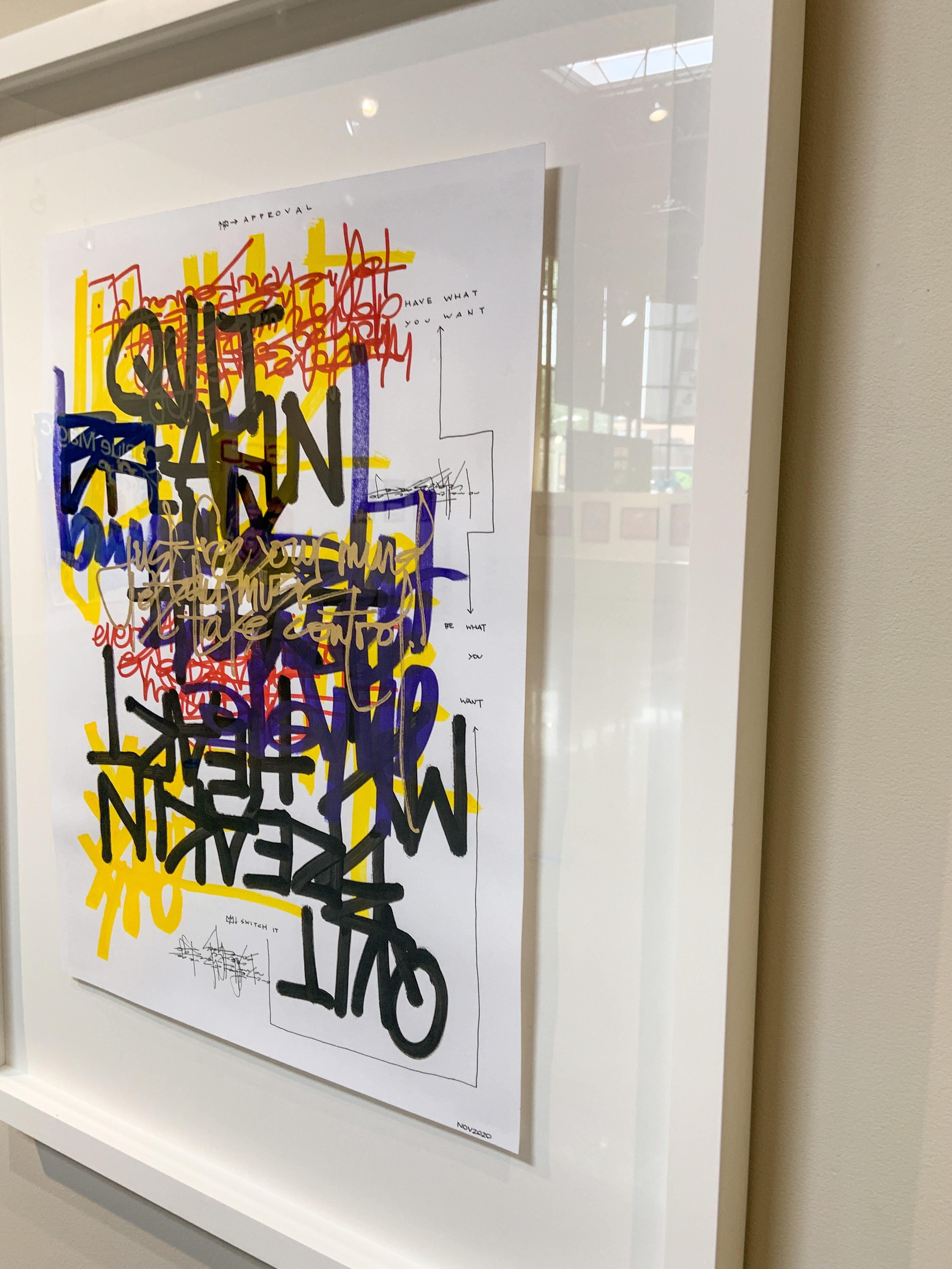 Mint Condition- Primary Colors Graphic Text, Marker, Pen & Pencil on Paper - Art by Carla Aaron Lopez