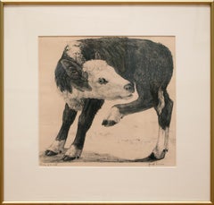 "Study of a Calf" by Janet Turner, Lithograph, c. 1956