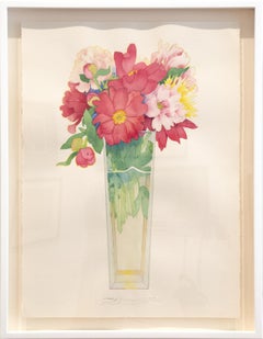 "Peonies in a Tall Vase" by Gary Bukovnik, watercolor, 2019
