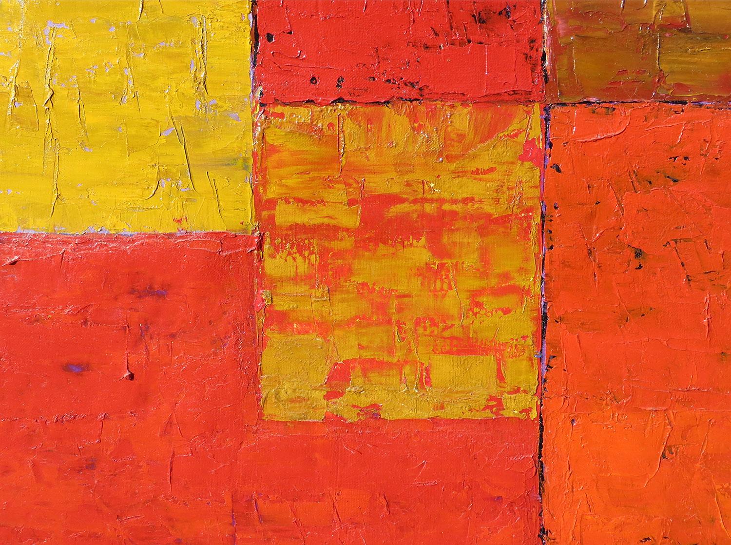 Vibrant shades of red, orange and yellow dominate this abstract oil painting by Alexandre Istrati.  Using geometric forms, this post-war abstract artist uses color to engage the viewer.  

Alexandre Istrati (French/Romanian, 1915-1991)
Sans titre,