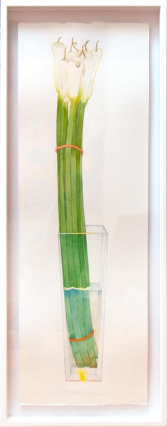 "Calla Lillies in a Tall Vase, " watercolor by Gary Bukovnik, 2019