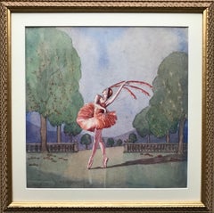 Art Deco portrait, Russian ballerina Alexandra Danilova in Stravinsky's Firebird