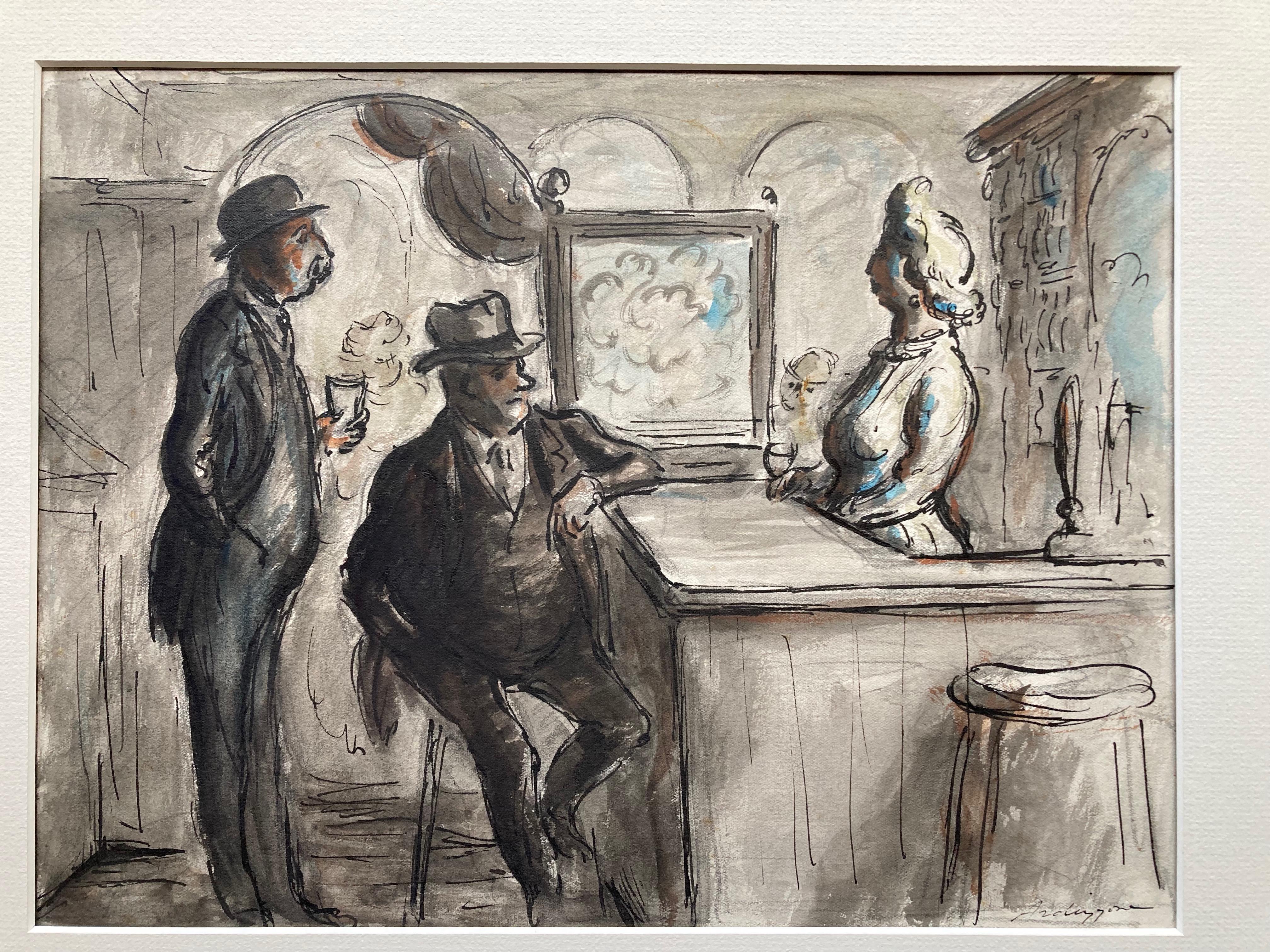 Edward Ardizzone, Bar-Szene, Original-Zeichnung im Angebot 1