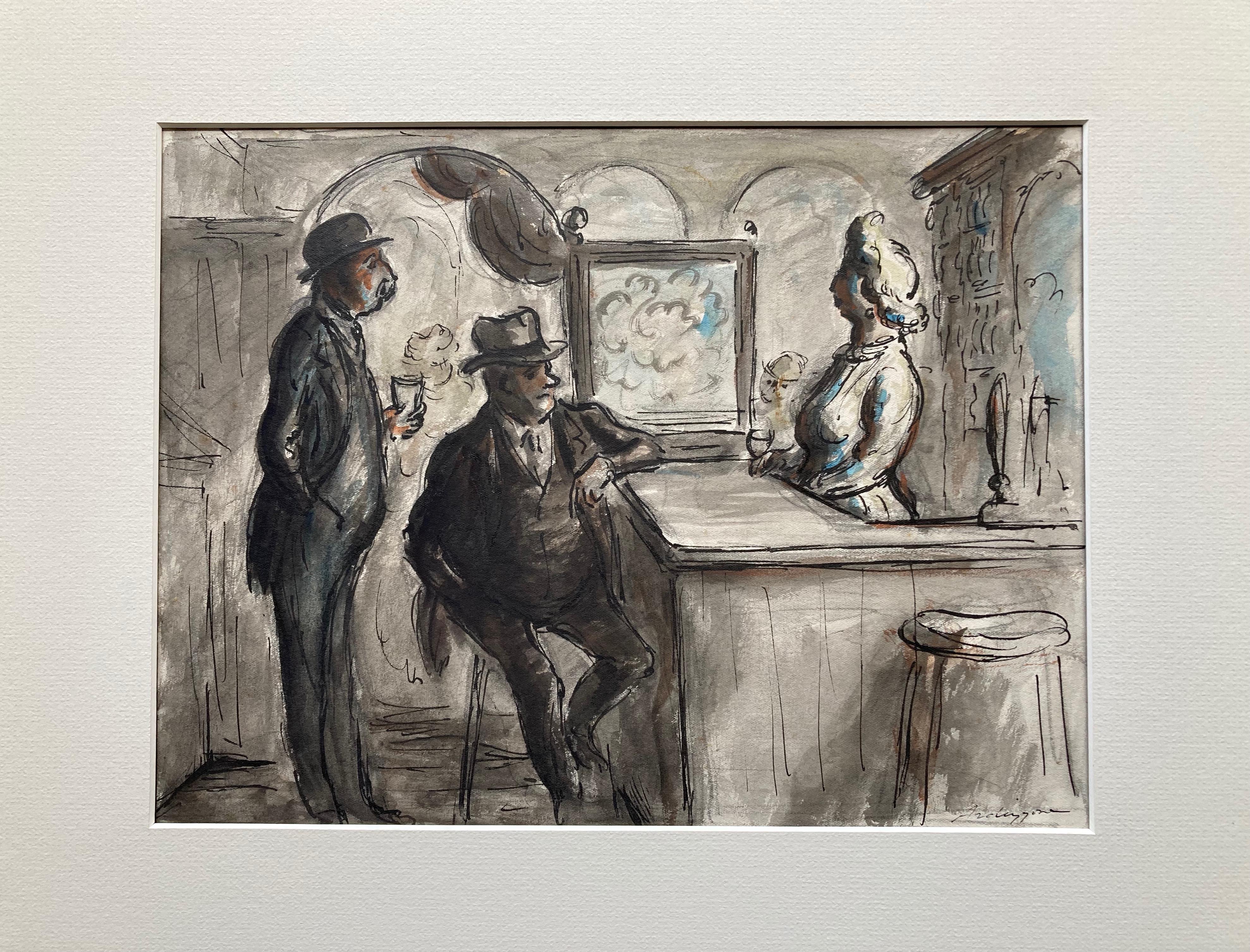 Edward Ardizzone, Bar scene, original drawing For Sale 1