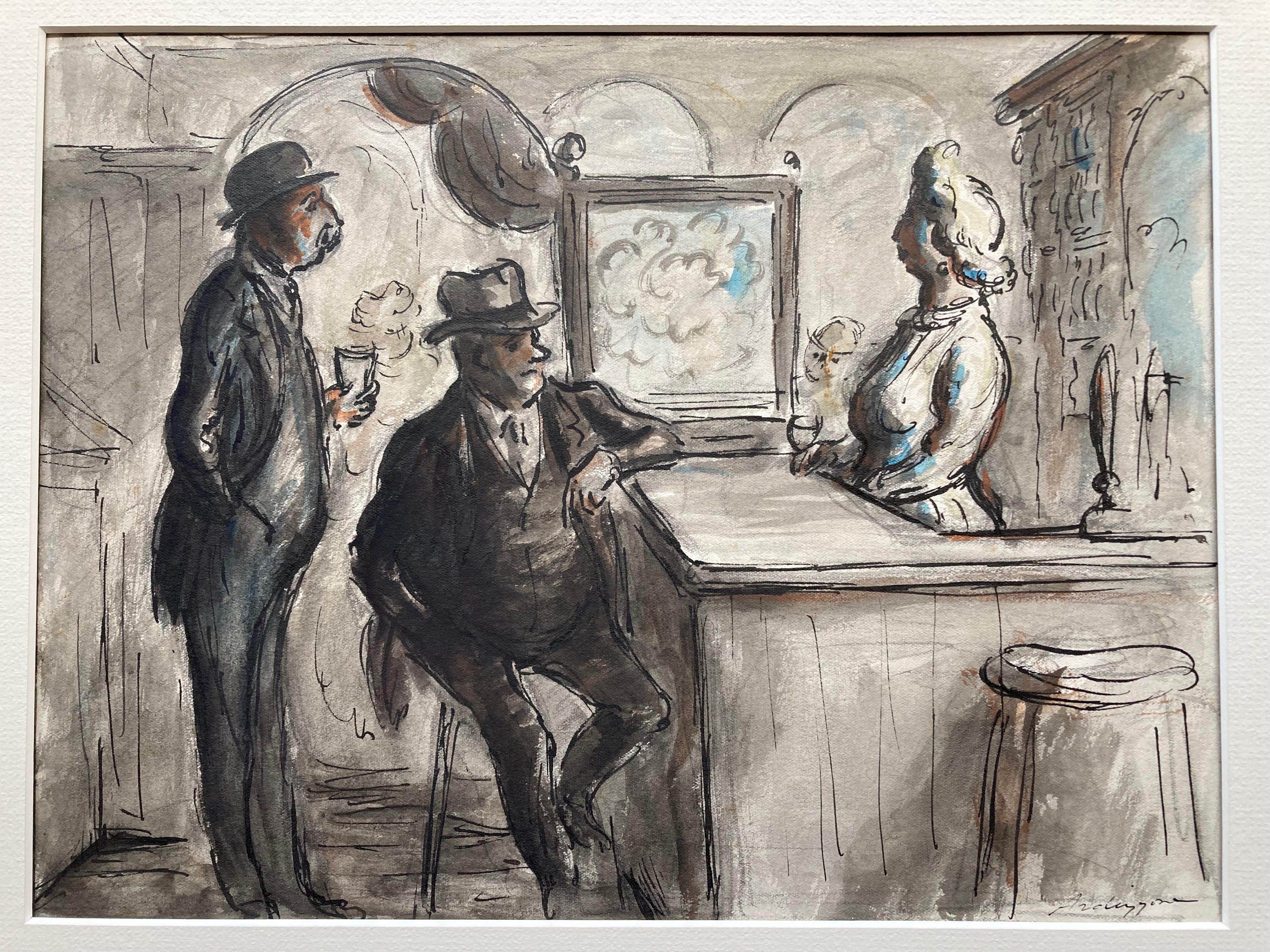 A superb original illustration from one of the foremost illustrators of the 20th Century.

Edward Ardizzone (1900 - 1979)
The barmaid
Signed, gallery label verso
Pen, ink and watercolour
9 x 12 inches

Provenance: New Grafton Gallery               