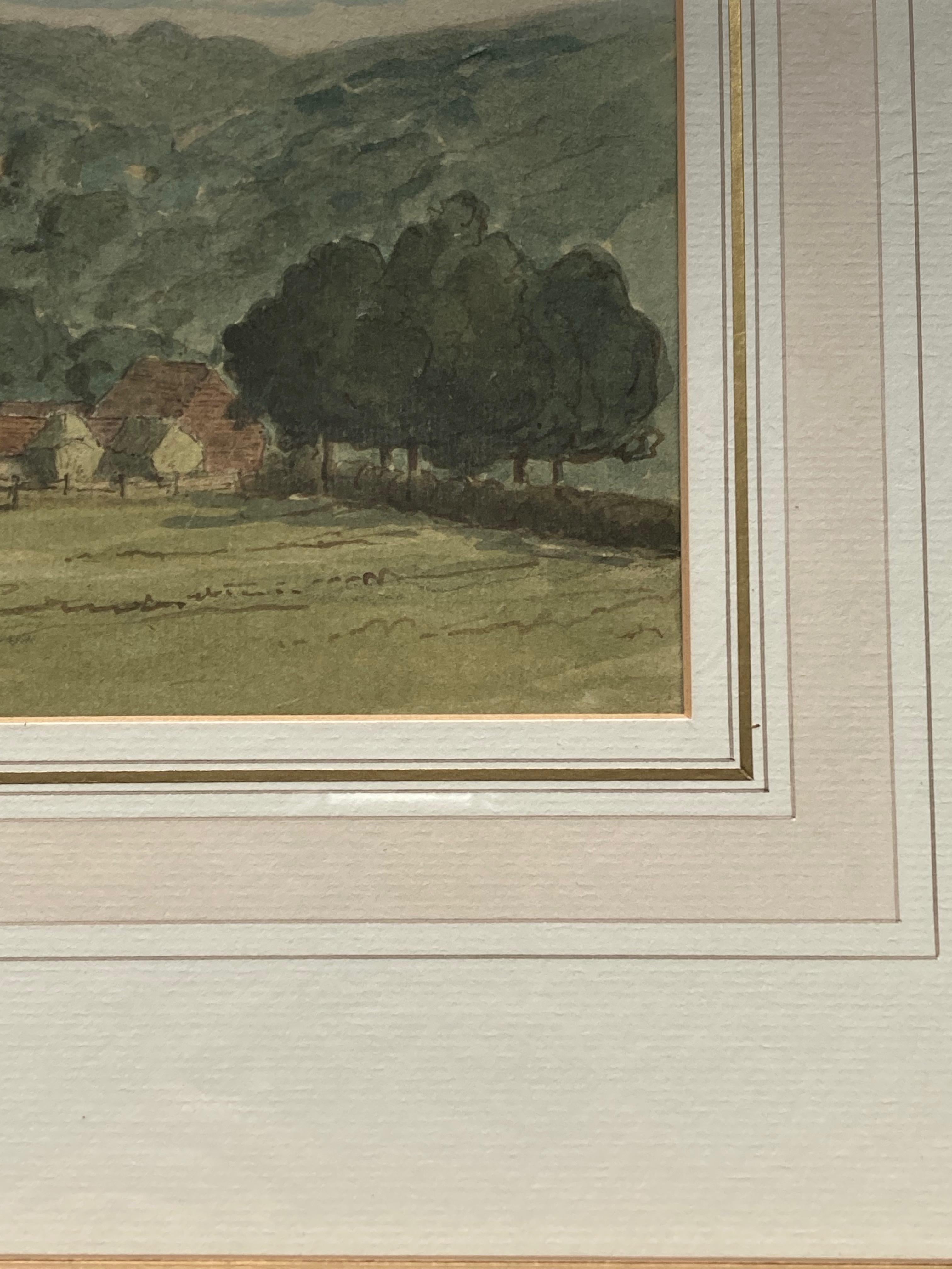 Cercle de Thomas Girtin, moutons dans un pâturage de collines, aquarelle anglaise ancienne 6