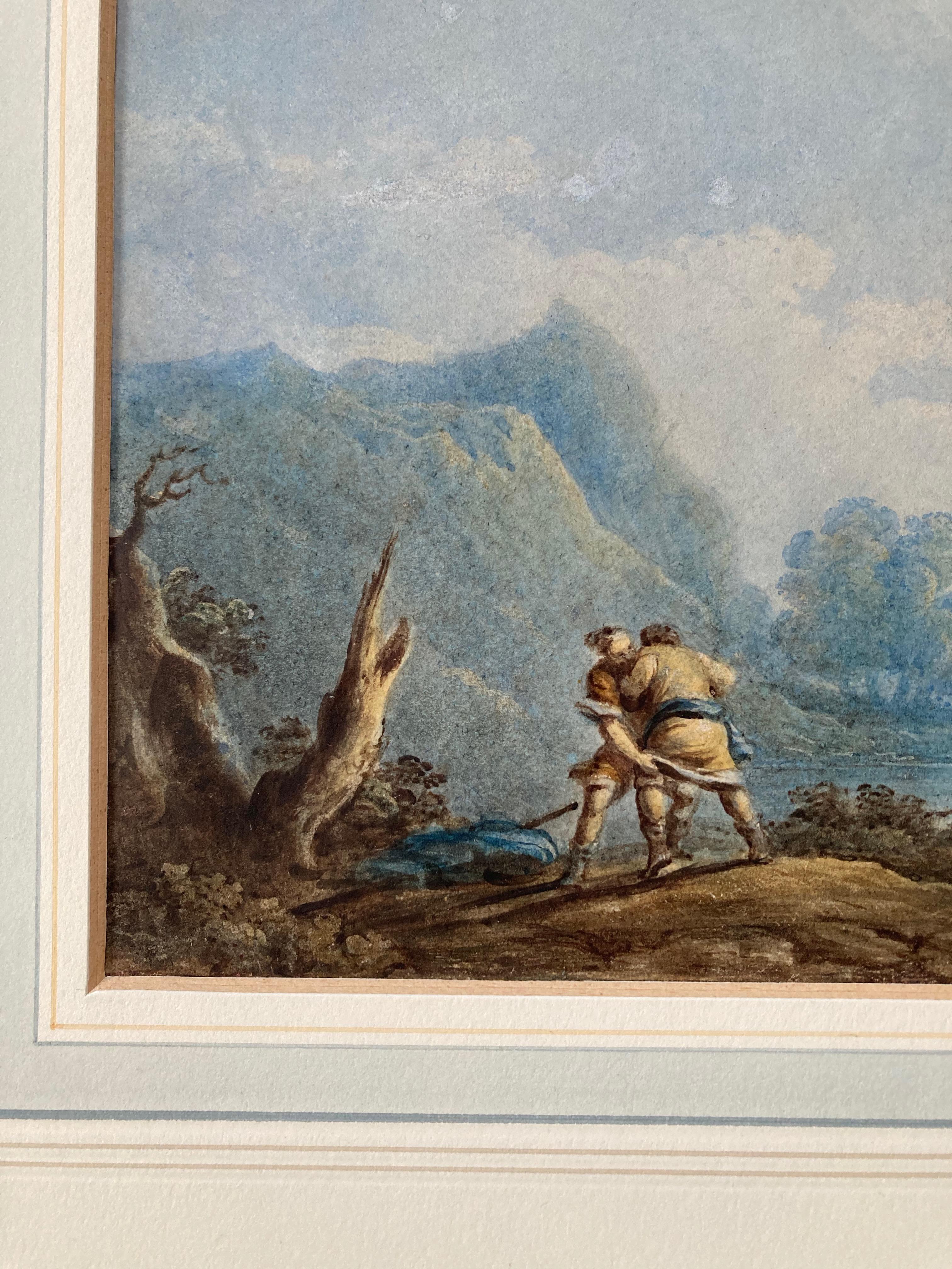 Circle of George Chinnery, 19th Century, Chinese Sumo wrestlers in a landscape For Sale 2