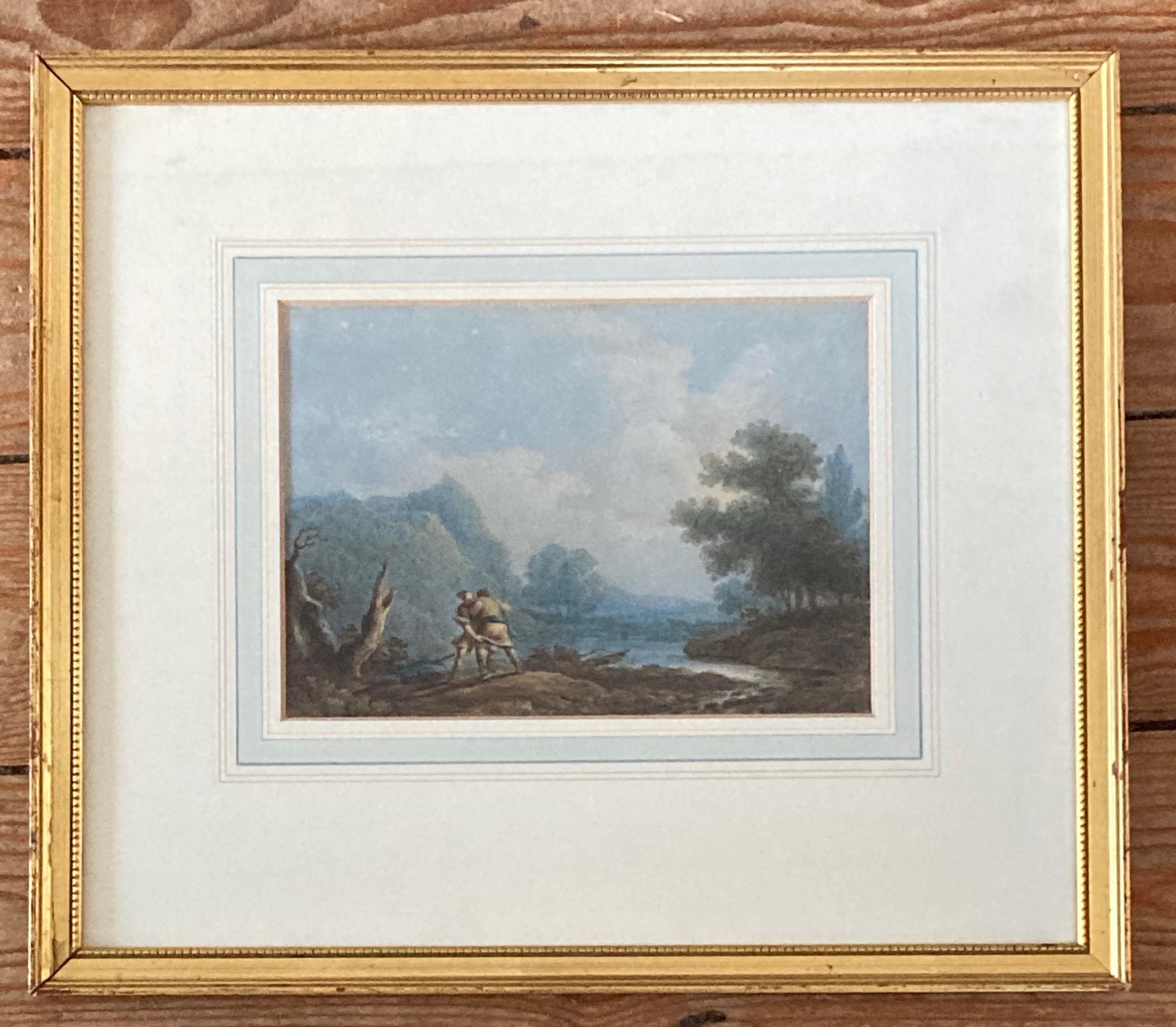Circle of George Chinnery, 19th Century, Chinese Sumo wrestlers in a landscape For Sale 8