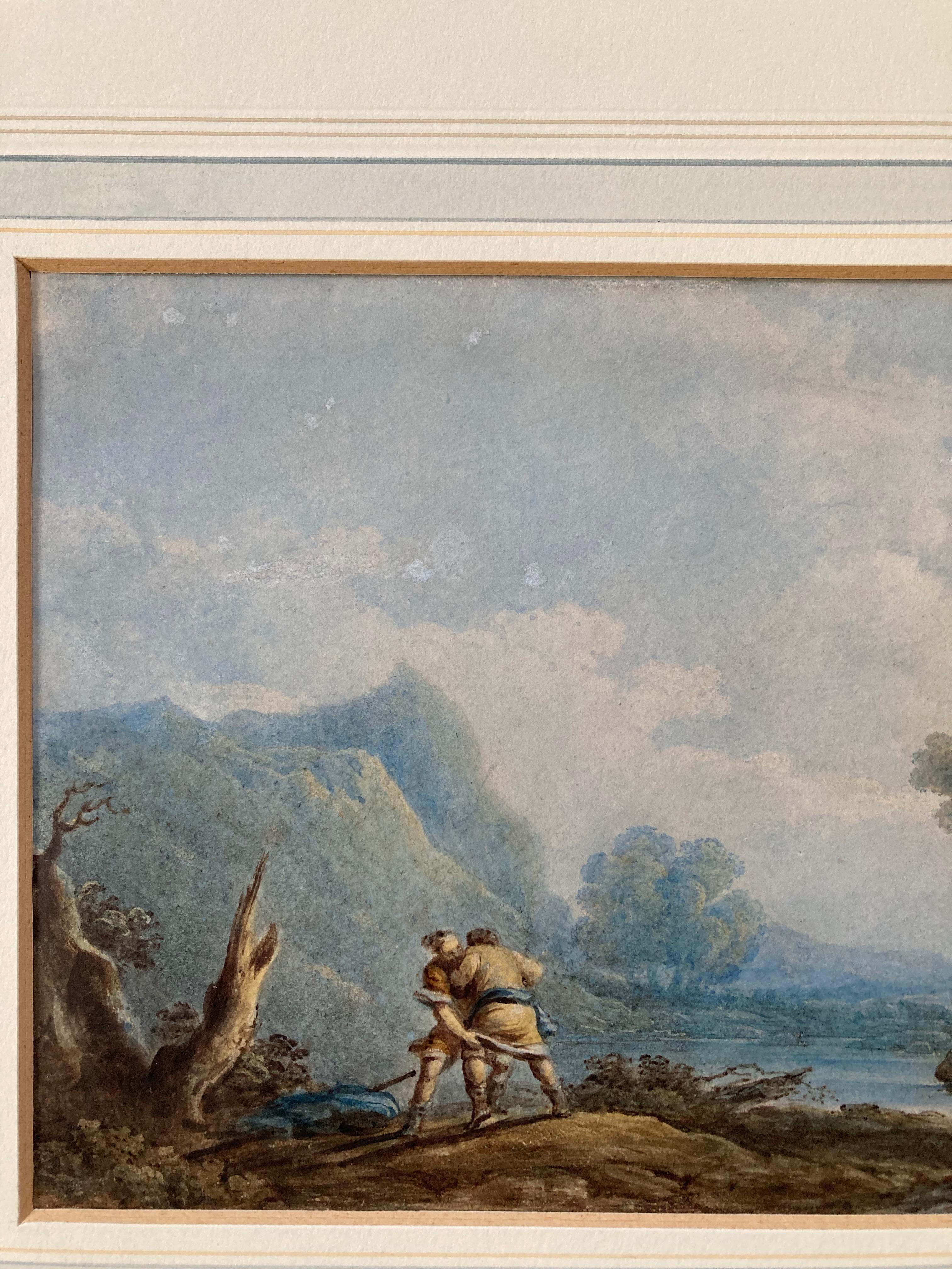 Circle of George Chinnery, 19th Century, Chinese Sumo wrestlers in a landscape For Sale 6