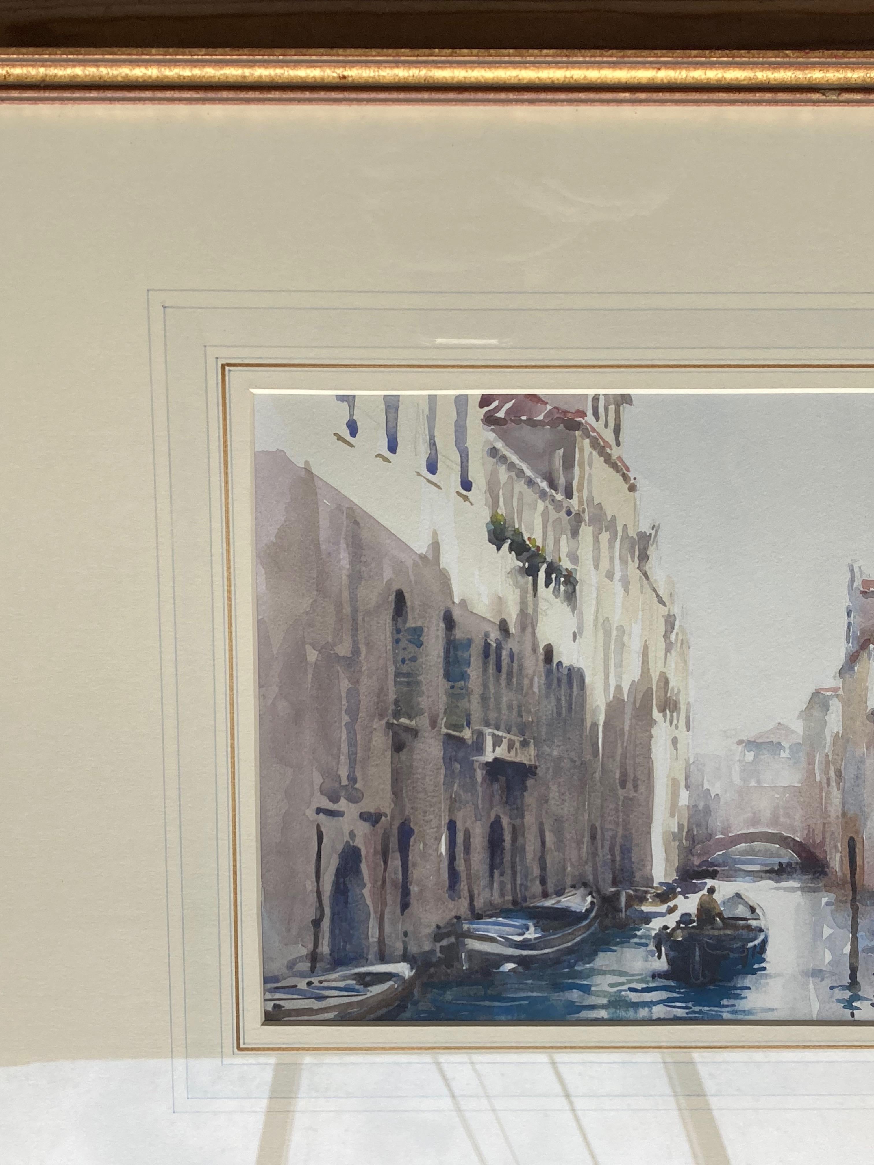 Kanal in Venedig, englisches Aquarell im Angebot 3