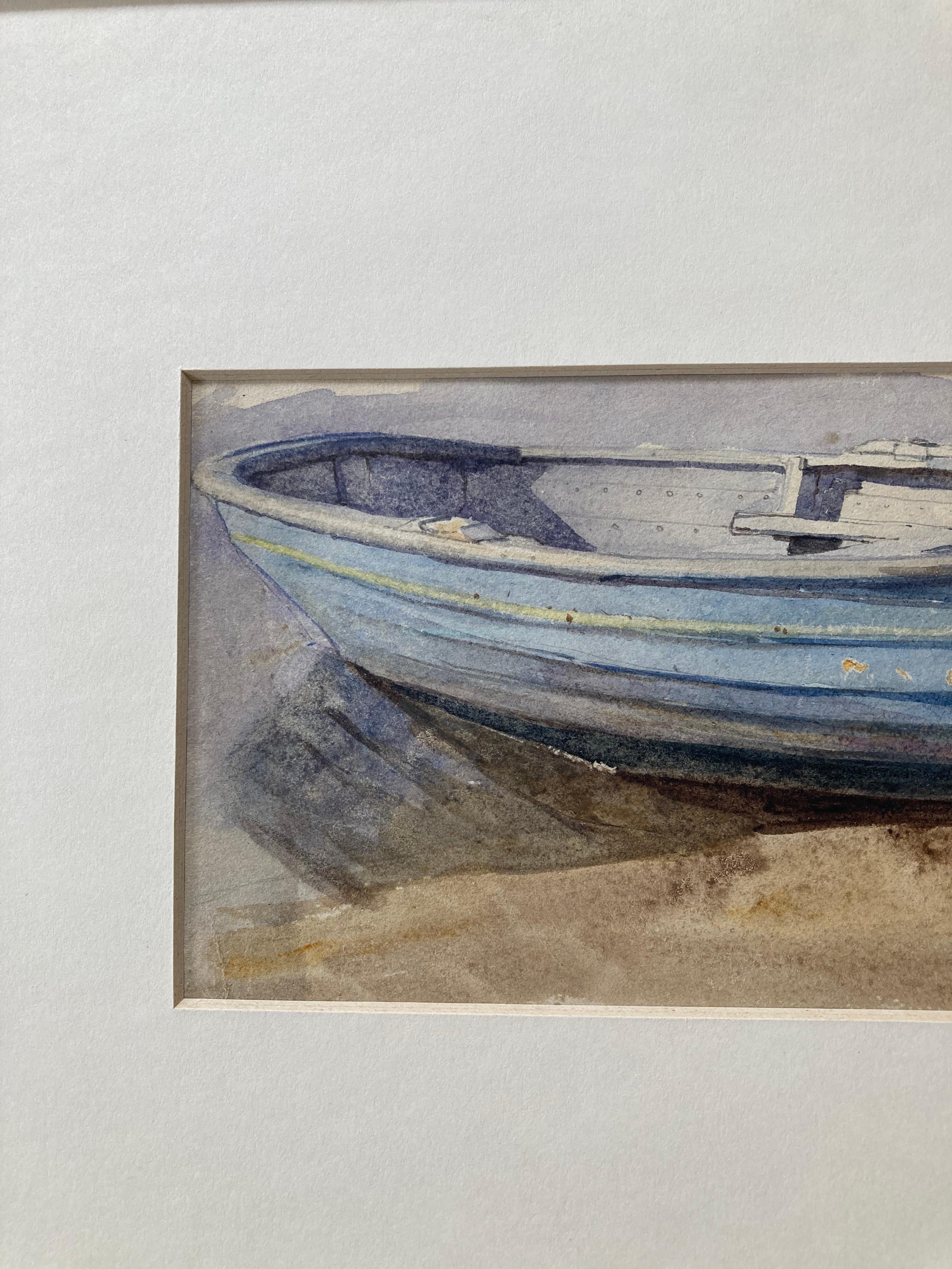 Cotman marine watercolor of rowing boat on the beach 1