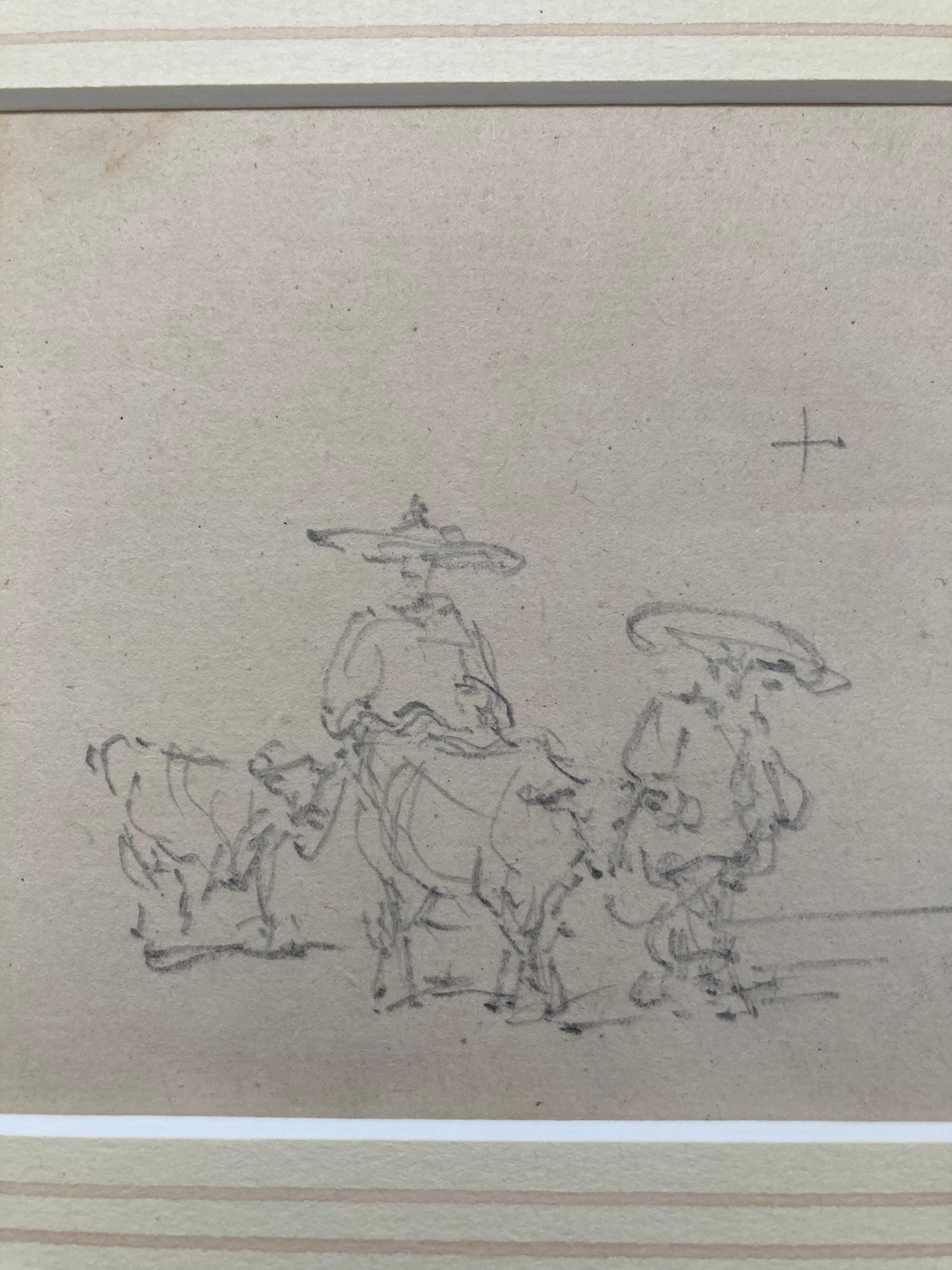 Early English topograpical watercolor of Chinese figures - Victorian Art by George Chinnery