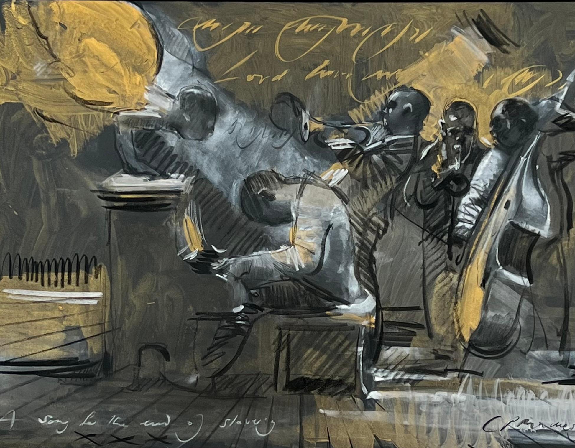 Charlie Mackesy Dibujo original de músicos de Jazz de Nueva Orleans 2