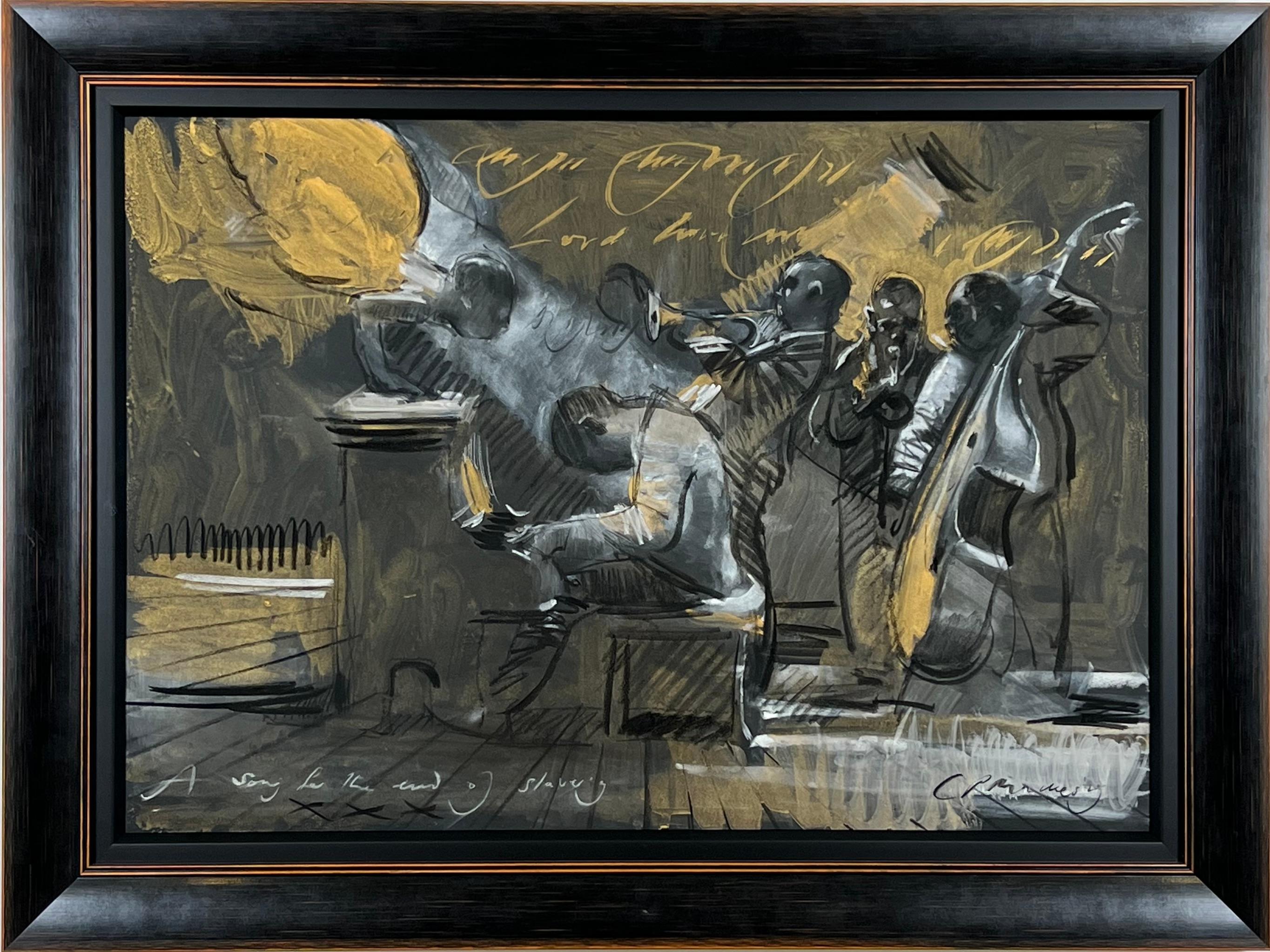 Charlie Mackesy Dibujo original de músicos de Jazz de Nueva Orleans 1