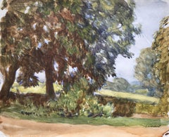 Antique Sunlight through the trees, Impressionist watercolour by Sir George Clausen