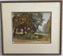Sunlight through the trees, Impressionist watercolour by Sir George Clausen