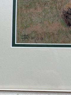 Impressionist scene of sheep grazing in an open pasture