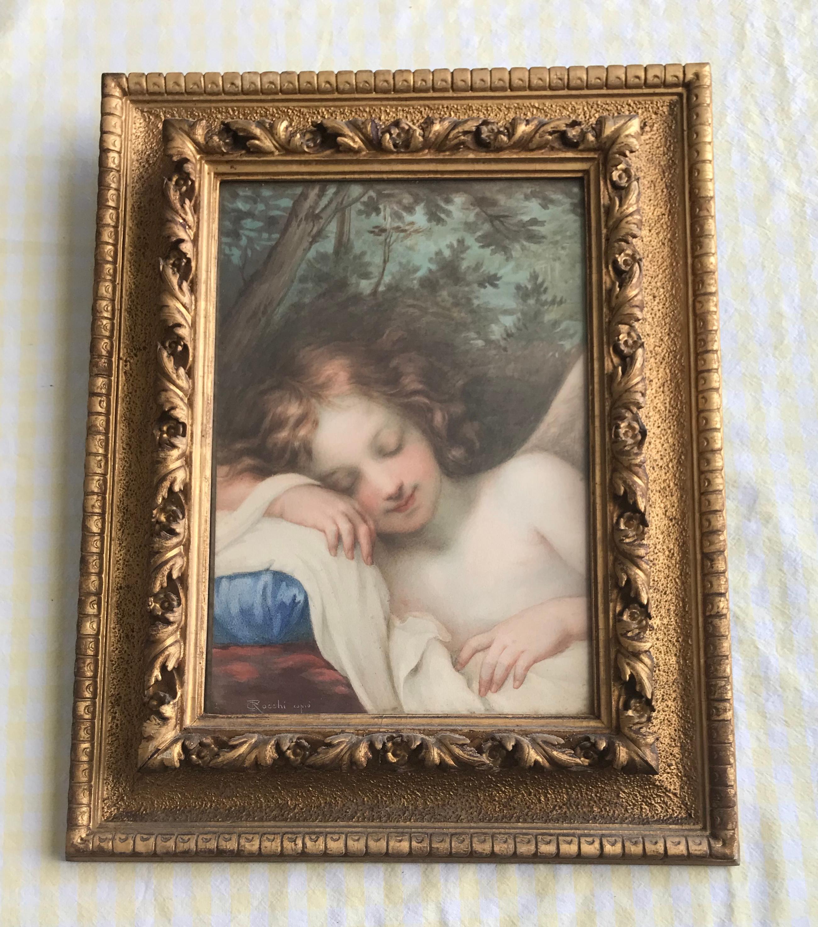 Baldassarre Franceschini, Sleeping Cupid, cadeau pour la Saint-Valentin - Painting de Baldassare Franceschini, called Il Volterrano