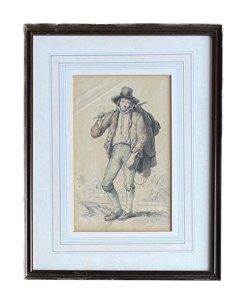 19th Century, English School, Portrait of a traveller on a country road