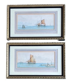 Finely detailed Pair of 19th Century Marine studies of vessels off English Coast