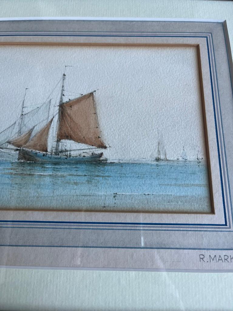 Finely detailed Pair of 19th Century Marine studies of vessels off English Coast For Sale 2
