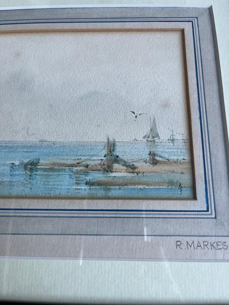 Fein detailliertes Paar Marinestudien von Schiffen vor der englischen Küste aus dem 19. Jahrhundert 7